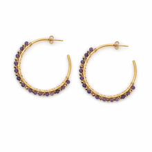 Load image into Gallery viewer, Beaded Gold Hoops
