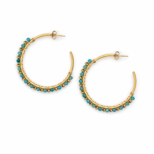 Load image into Gallery viewer, Beaded Gold Hoops