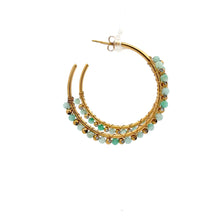 Load image into Gallery viewer, Beaded Gold Hoops