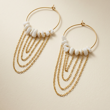 Load image into Gallery viewer, Stones &amp; Fringe Hoop Earrings