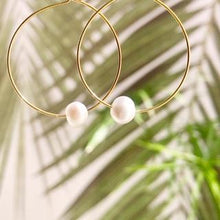 Load image into Gallery viewer, Fresh Water Pearl Hoops ~ Salty Shells